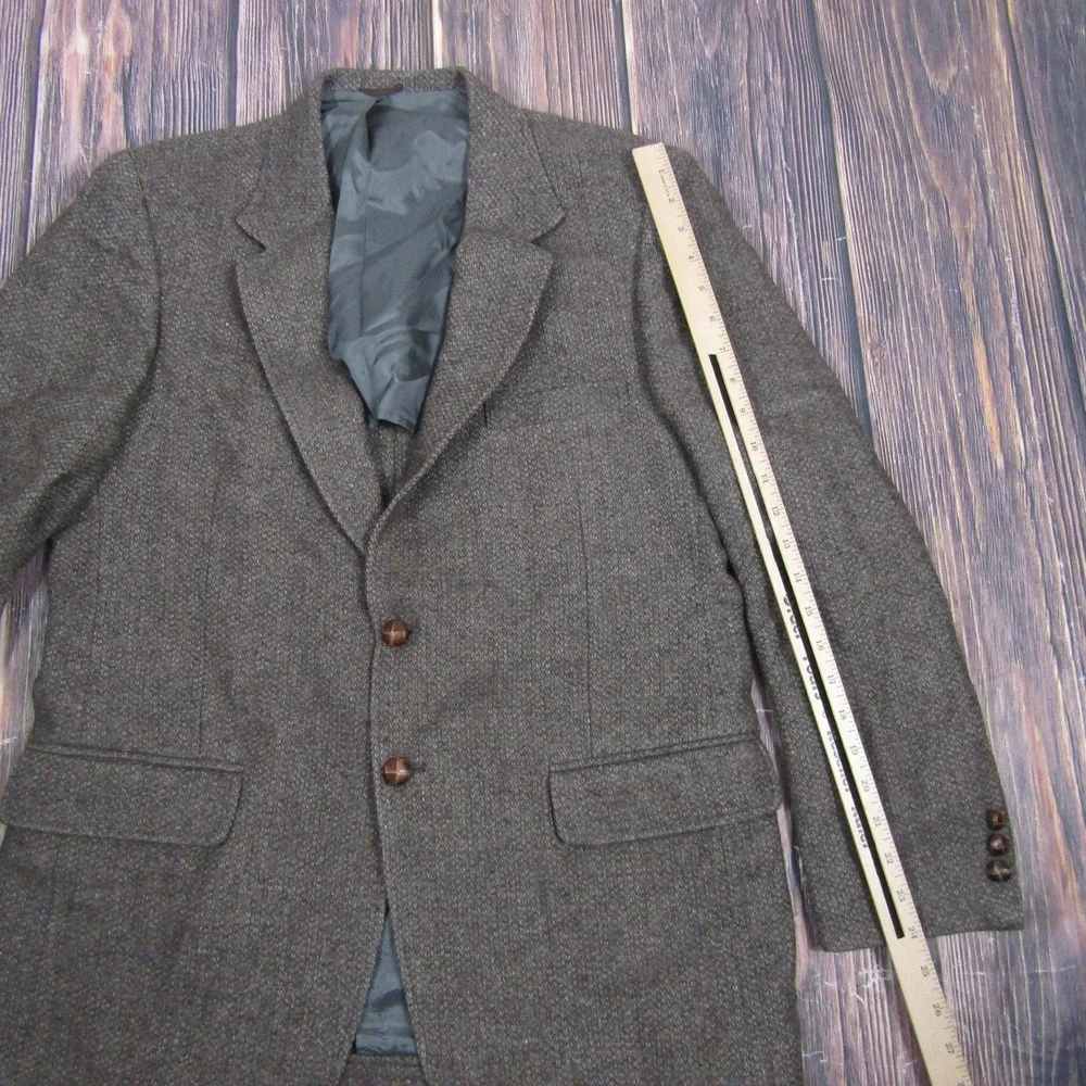 Austin Manor Mens 42 Brown Wool Herringbone Tweed Sport Coat Blazer 2 Button